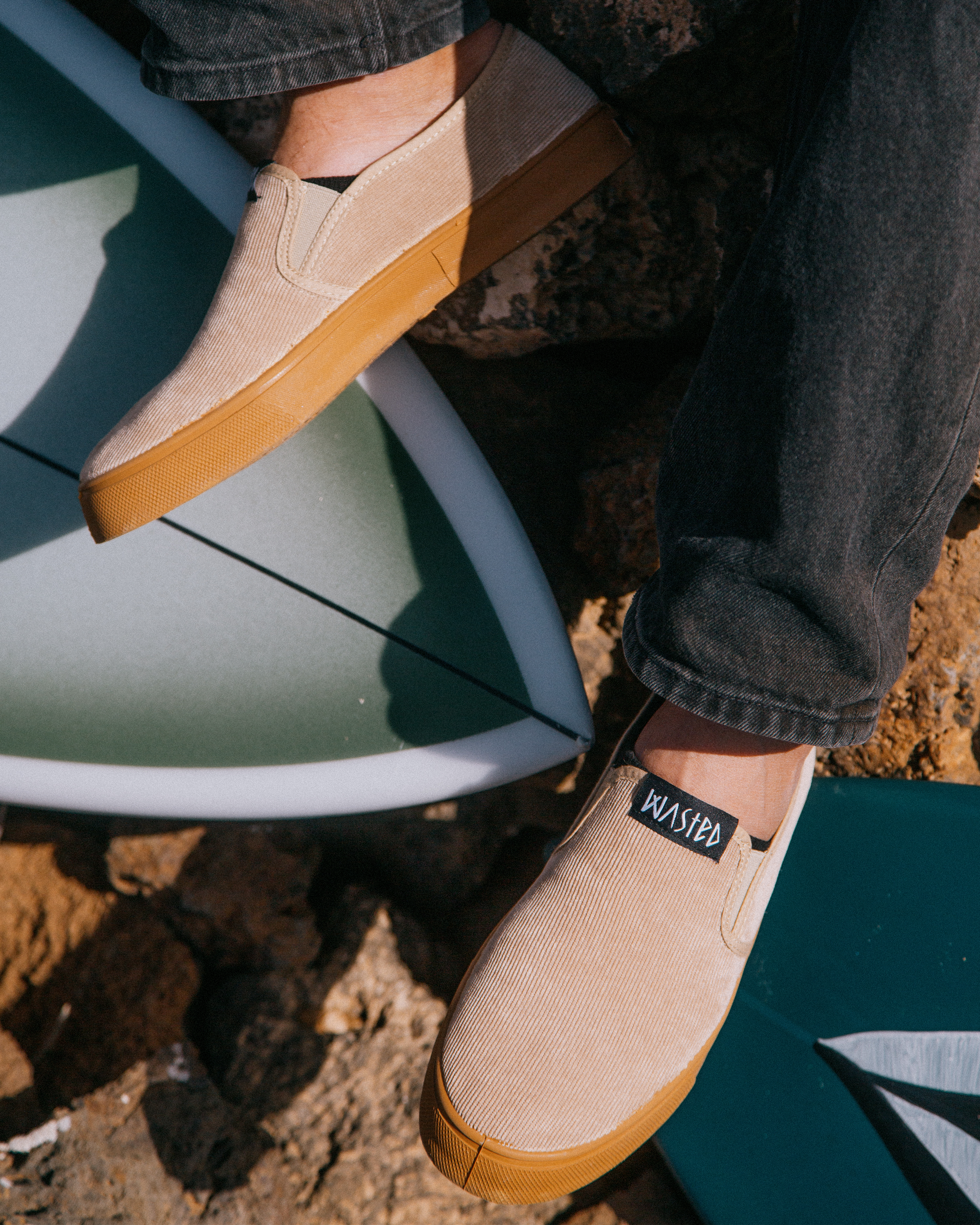 Vegan Slip-On Sneakers Camel-Gum Colour Spliptight Wasted Shoes