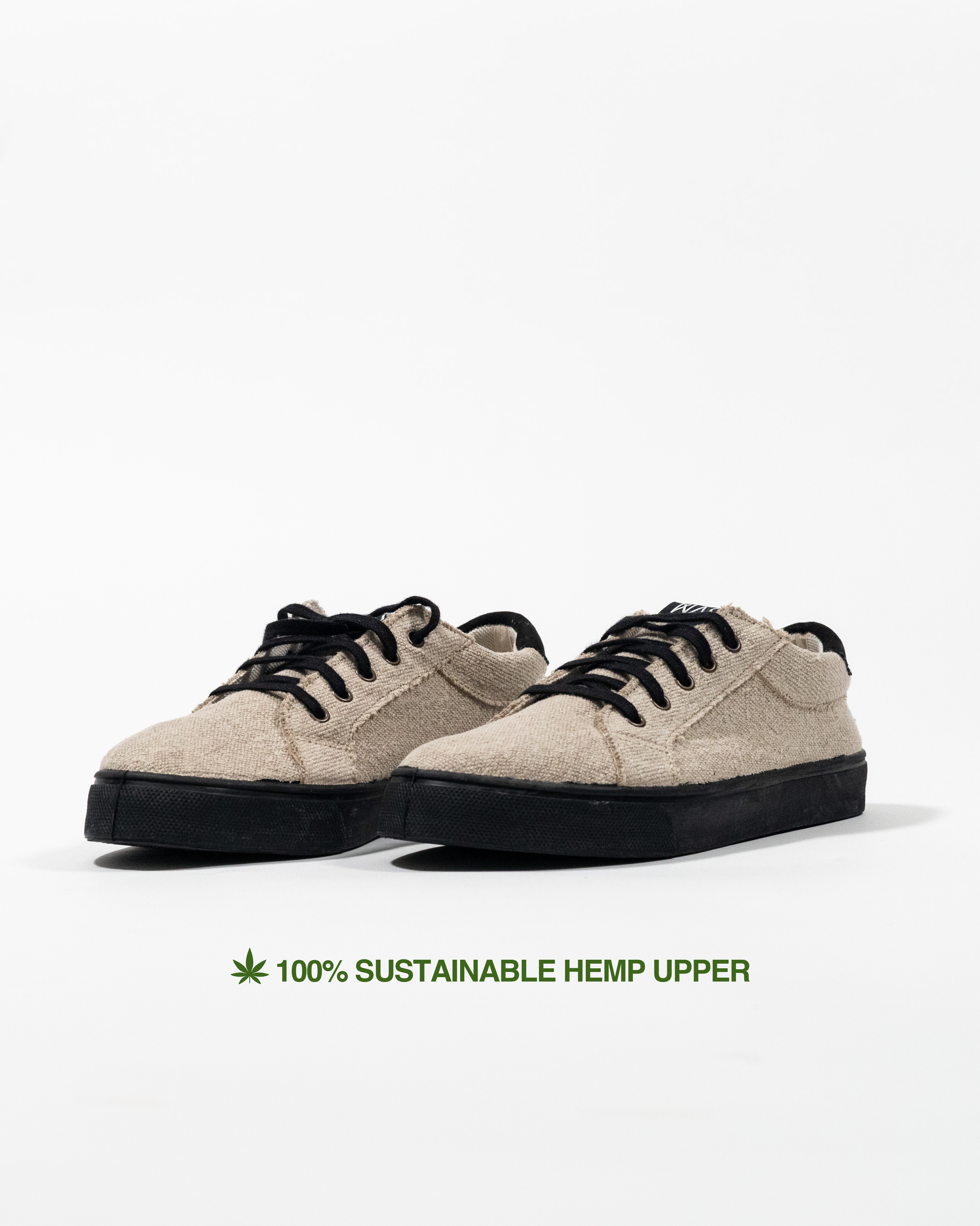 Hemp Low-Top Sneakers Crudo-Black Colour | Venice Wasted Shoes